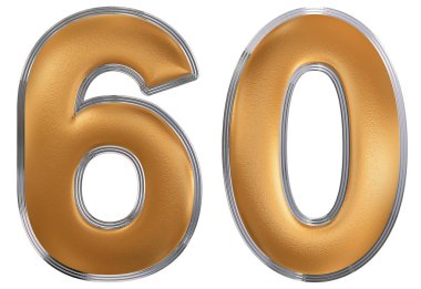 Rakamı 60, altmış, beyaz arka plan üzerinde 3d render izole