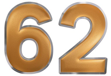 Beyaz arka plan üzerinde 3d render izole rakamı 62, altmış iki,