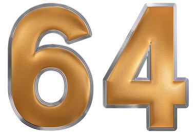 Beyaz arka plan üzerinde 3d render izole rakamı 64, altmış dört,
