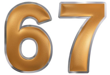 Beyaz arka plan üzerinde 3d render izole rakamı 67, altmış yedi,