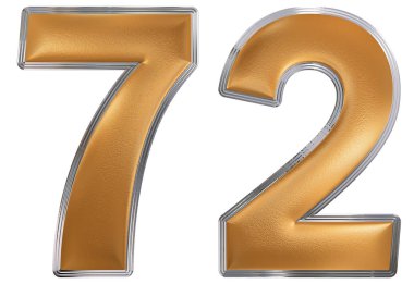 Beyaz arka plan üzerinde 3d render izole rakamı 72, yetmiş iki,