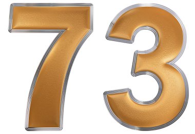 Beyaz arka plan üzerinde 3d izole rakamı 73, yetmiş üç, parçalamak