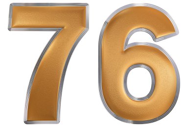 Beyaz arka plan üzerinde 3d render izole rakamı 76, yetmiş altı,