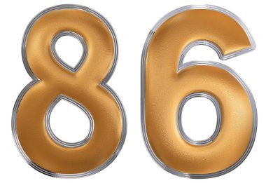 Beyaz arka plan üzerinde 3d render izole rakamı 86, seksen altı,