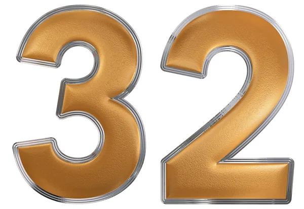 Numeral 32, trinta e dois, isolado em fundo branco, renderização 3d — Fotografia de Stock