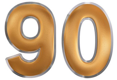Rakamı 90, 90, beyaz arka plan üzerinde 3d render izole