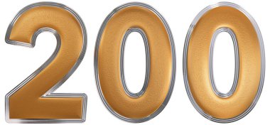 Beyaz arka plan üzerinde 3d rende izole rakamı 200, iki yüz,