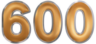Beyaz arka plan üzerinde 3d rende izole rakamı 600, altı yüz,