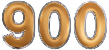 Beyaz arka plan üzerinde 3d izole rakamı 900, dokuz yüz, parçalamak