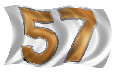 Elli yedi rakamı 57 bayrakla çırpınan rüzgarda olduğunu