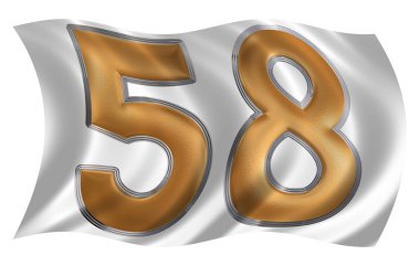 Elli sekiz rakamı 58 bayrakla çırpınan rüzgarda olduğunu