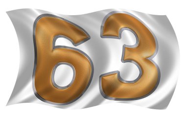 Altmış üç, sayı 63 bayrakla çırpınan rüzgarda 's