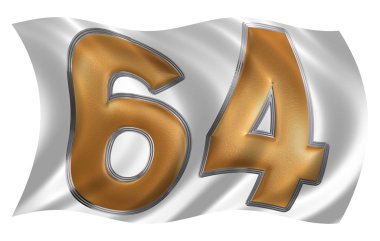 Rüzgarda rakamı 64, altmış dört, ISO bayrakla çırpınan