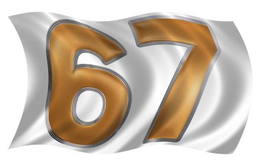 Altmış yedi rakamı 67 bayrakla çırpınan rüzgarda olduğunu