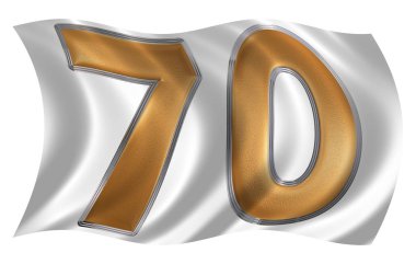 Rakamı 70, bayrakla çırpınan Rüzgar yetmiş, isolat