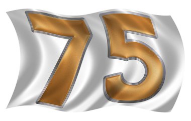 Rakamı 75, yetmiş beş, bayrakla çırpınan rüzgarda ben