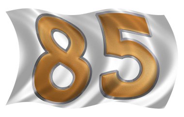 Seksen beş, rakamı 85 bayrakla çırpınan rüzgarda olduğunu