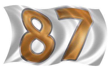 Rakamı 87, seksen yedi, bayrakla çırpınan rüzgarda ben