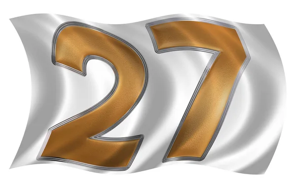 In the wind fluttering the flag with numeral 27, twenty seven, i — Stock Photo, Image