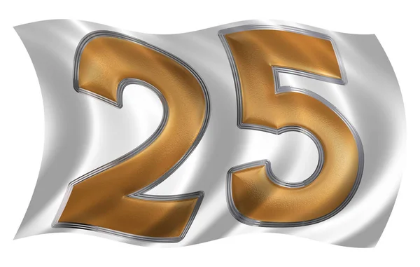 In the wind fluttering the flag with numeral 25, twenty five, is — Stock Photo, Image