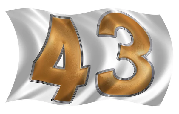 In the wind fluttering the flag with numeral 43, forty three, is — Stock Photo, Image