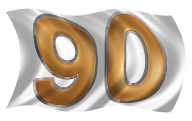 Rakamı 90 bayrakla çırpınan rüzgarda doksan, izole