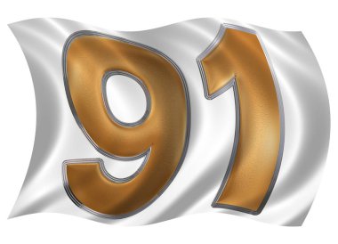 Rüzgarda rakamı 91, doksan ISO bayrakla çırpınan