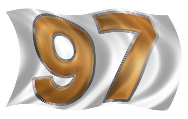 Rüzgarda rakamı 97, doksan yedi, n bayrakla çırpınan