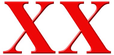 Romen rakamı Xx, viginti, 20, yirmi, üzerinde beyaz backgro izole