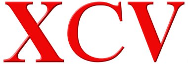 Romen rakamı Xcv, quinque et nonaginta, 95, doksan beş, isolat