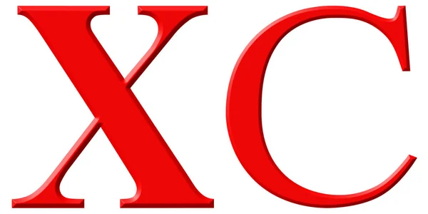 Roman numeral XC, nonaginta, 90, ninety, isolated on white backg — Stock Photo, Image