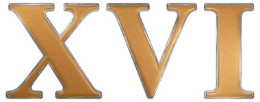 Romen rakamı XVI, sedecim, 16, 16, üzerinde beyaz backg izole