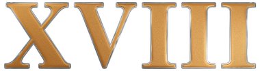 Romen rakamı XVIII, duodeviginti, 18, 18, WHI üzerinde izole
