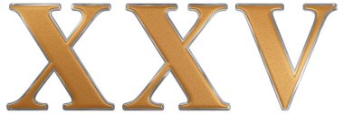 Romen rakamı Xxv, quinque et izole viginti, 25, yirmi beş,