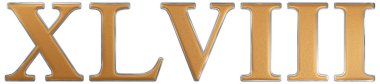 Romen rakamı Xlviii, octo et quadraginta, 48, kırk sekiz, isol