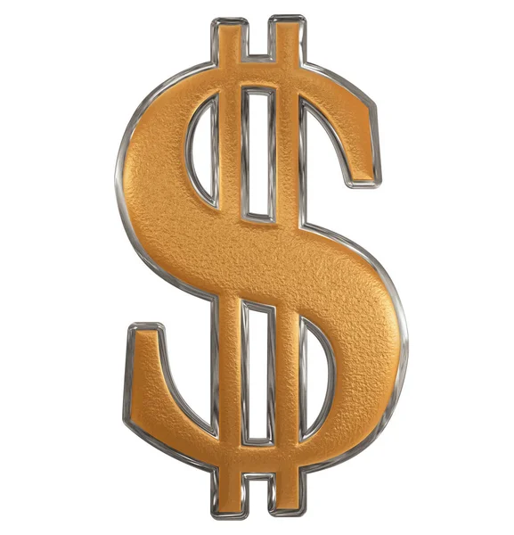Símbolo del dólar americano, aislado sobre fondo blanco, enfermo en 3D — Foto de Stock