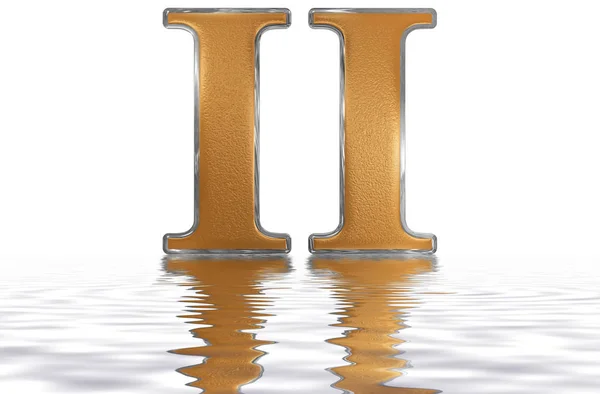Numeral romano II, duo, 2, 2, refletido na superfície da água, i — Fotografia de Stock