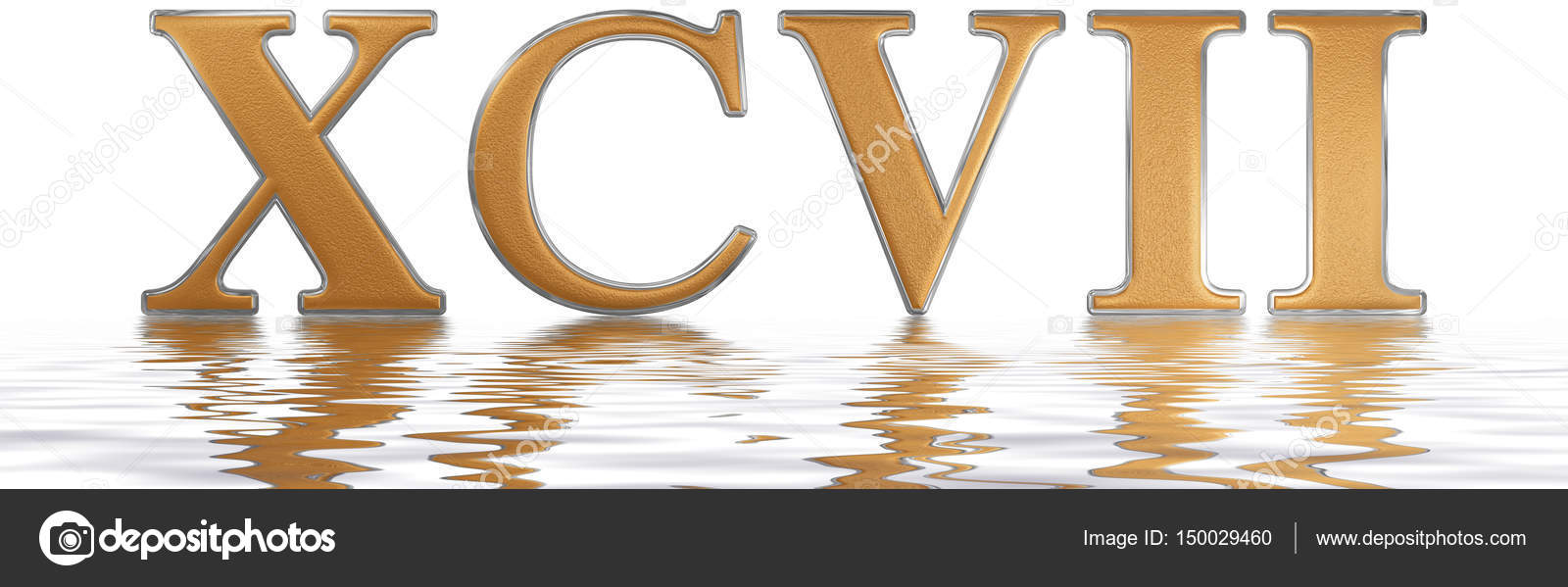 Roman numeral XCVII, septem et nonaginta, 97, ninety seven, refl