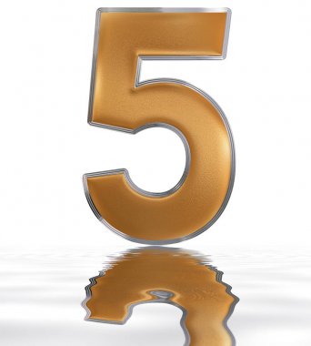 Rakamı 5, su yüzeyine yansıyan beş, wh izole
