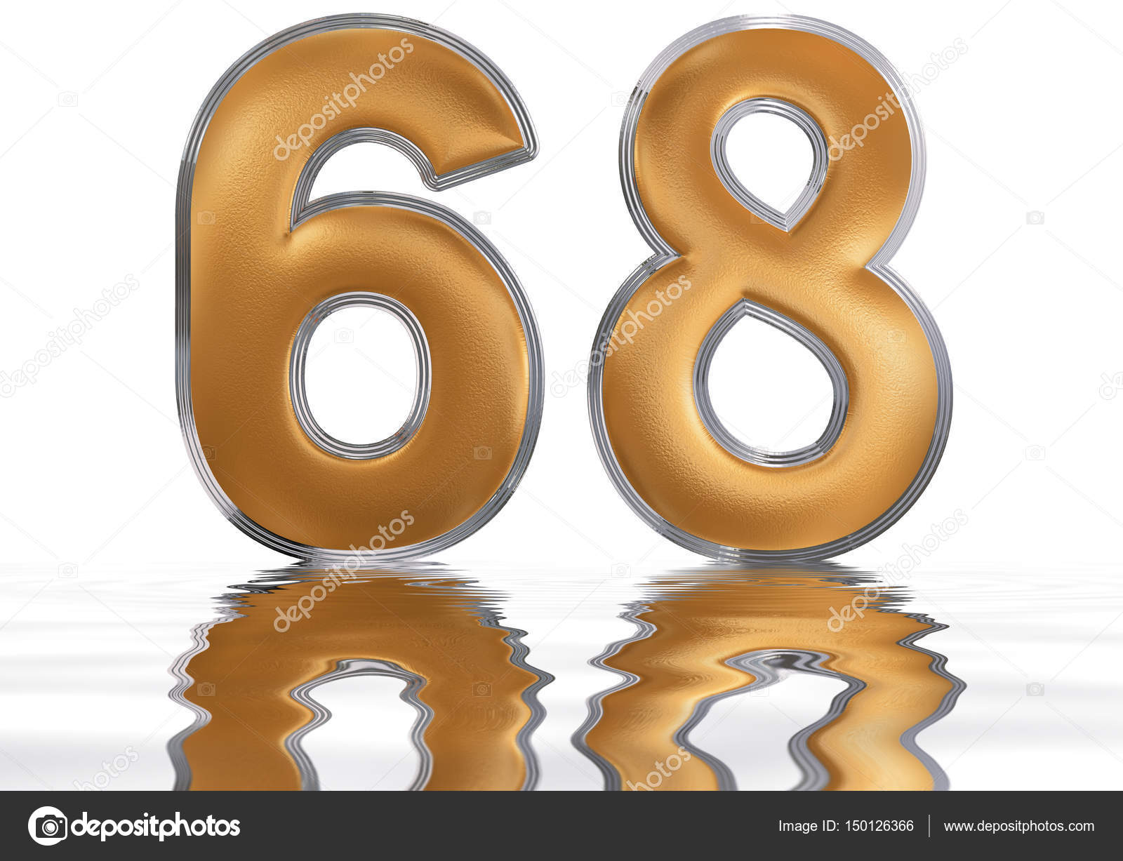 Numero 68 Número 68 Sesenta Y Ocho Reflejada En La