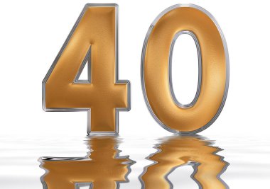 Rakamı 40, kırk, su yüzeyine yansıyan üzerinde izole  