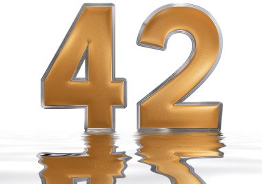 Rakamı su yüzeyine yansıyan 42, kırk iki, izole 