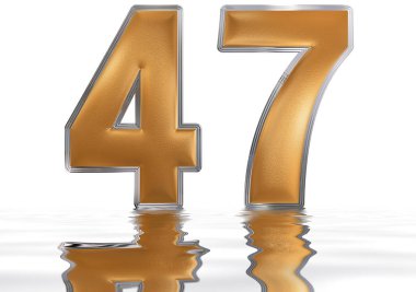 Sayı 47, kırk yedi, su yüzeyine yansıyan izole