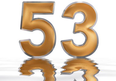 Sayı 53, elli üç, su yüzeyine yansıyan izole