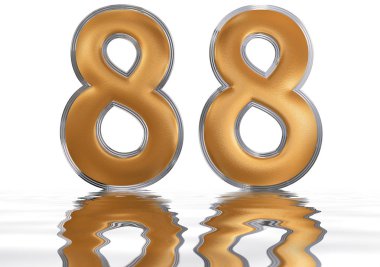Rakamı 88, seksen sekiz, su yüzeyi üzerinde isolat yansıyan