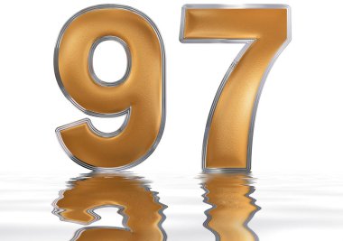 Rakamı 97, doksan yedi, doksan, su yüzeyine yansıyan