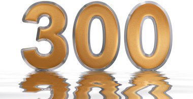 Rakamı 300, üç yüz, su yüzeyi üzerinde isol yansıyan