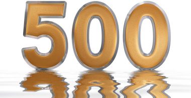 Rakamı 500, beş yüz, su yüzeyinde, Isola yansıyan