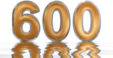 Rakamı 600, altı yüz, su yüzeyi üzerinde isolat yansıyan