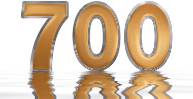 Rakamı 700, yedi yüz, su yüzeyi üzerinde isol yansıyan